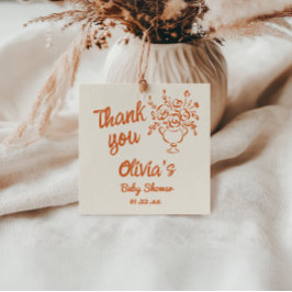 Baby in blütiger Hand gezogenes Blumenbaby-Dusche Geschenkanhänger