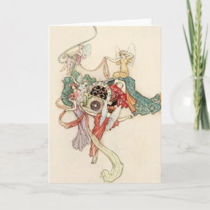 Baby in Cradle Princess Vintag Mairy Tale Karte