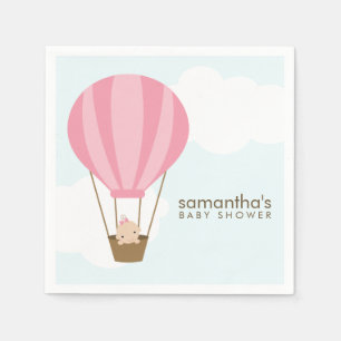 Baby in der rosa Heißluft-Ballon-Babyparty Serviette