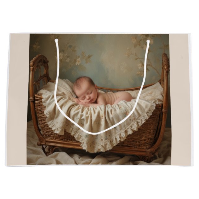 Baby in der Wiege Große Geschenktüte (Vorderseite)