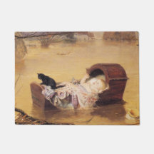 Baby in einem Babybett Während einer Flut (von J.E