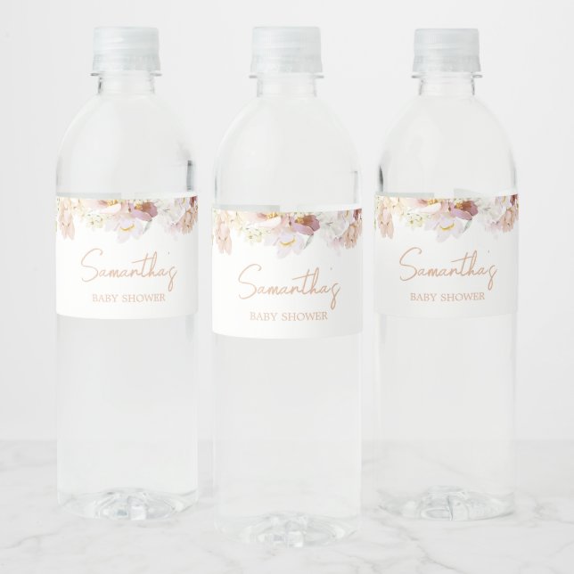 Baby in Florals Babydusche Wasserflaschenetikett (Flaschen)