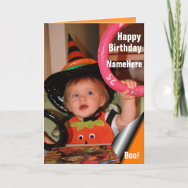 Baby in Hexenhut & Ring Toss Halloween Karte