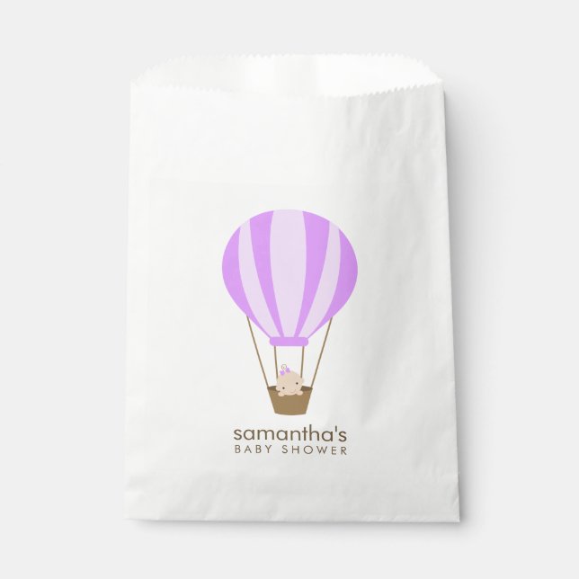 Baby in Lila Balloon Babydusche Geschenktütchen (Vorderseite)