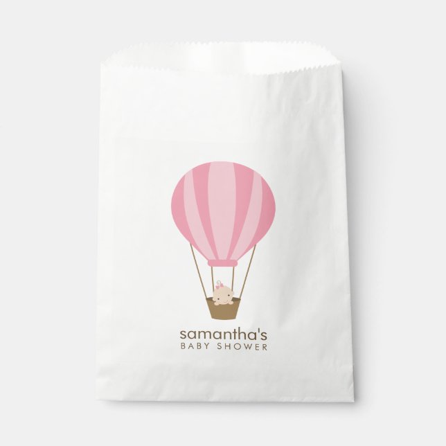 Baby in Pink Balloon Babydusche Geschenktütchen (Vorderseite)