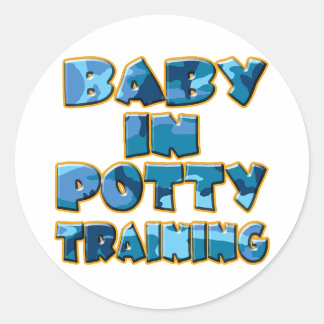 Baby in Potty Training (blau) Runder Aufkleber (Vorderseite)