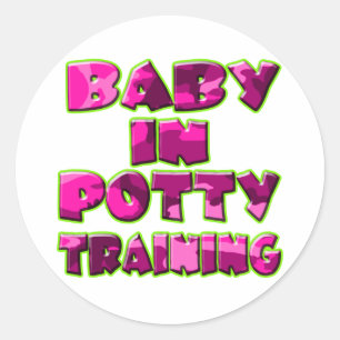 Baby in Potty Training (pink) Runder Aufkleber