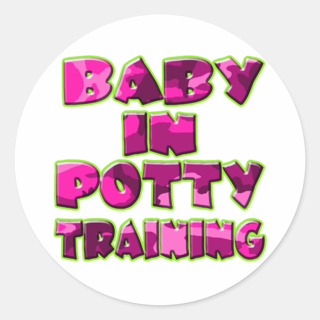 Baby in Potty Training (pink) Runder Aufkleber (Vorderseite)