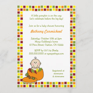 Baby in Pumpkin Baby Dusche lädt / Fall Mosaik Einladung