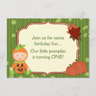 Baby in Pumpkin Kostüm 1. Geburtstag Einladung