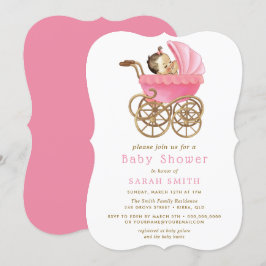 Baby in Stroller Pink Baby Dusche einladen Einladung