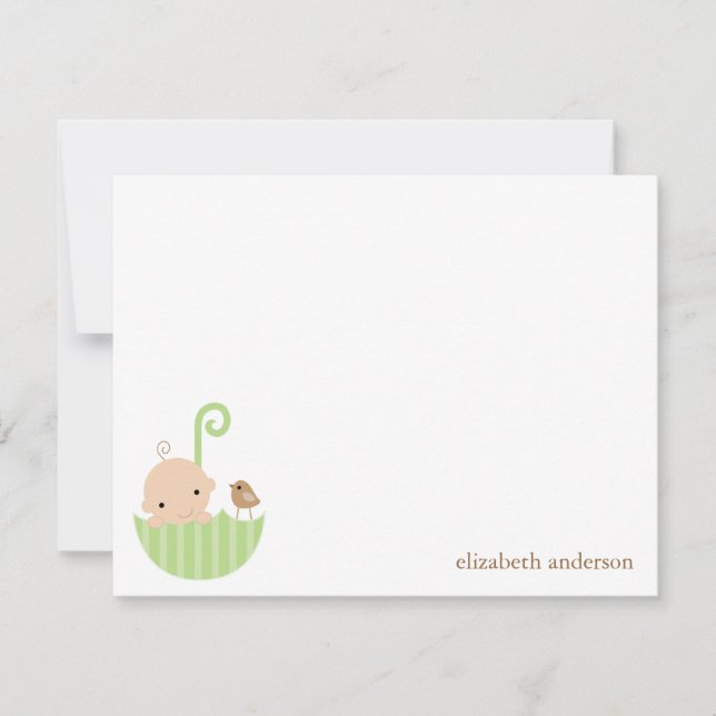 Baby in Umbrella Custom Flat Danke Karten (Vorderseite)