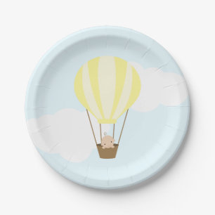 Baby in Yellow Hot Air Ballon Babydusche Pappteller