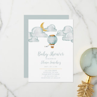 Baby Invitation - Soft Blue Baby Dusche Dankeskarte