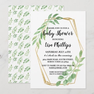 Baby Invite Shower Summer Gold Blätter Party Einladung