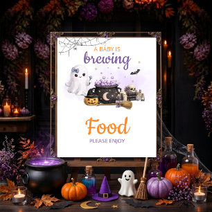 Baby is am Brauen Halloween Food-Tischschild Poster