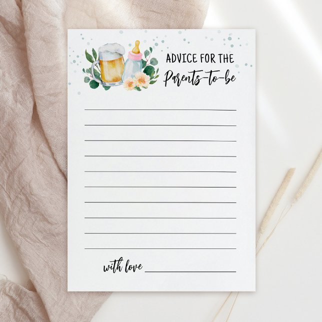 Baby Is Brewing Advice for parents to be Card Pink Einladung (Beer and Floral Baby is Brewing Baby Shower Advice for the Parents-to-be Game Card)