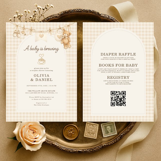 Baby is Brewing All in One Coffee Couples Shower Einladung (Von Creator hochgeladen)