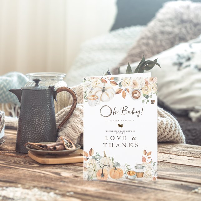 Baby is Brewing | Autumn Coffee Baby Shower Dankeskarte (Von Creator hochgeladen)