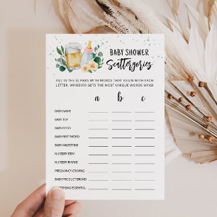 Baby Is Brewing Baby Shower Scattergories Karte
