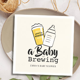 Baby is Brewing Beer Baby Bottle Beige Baby Shower Serviette