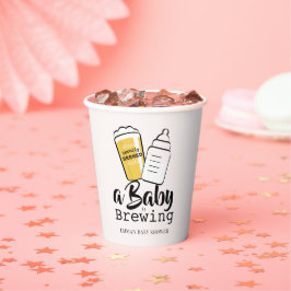 Baby is Brewing Beer Baby Bottle Pink Baby Shower Pappbecher