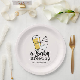 Baby is Brewing Beer Baby Bottle Pink Baby Shower Pappteller