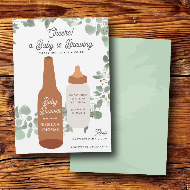 Baby is Brewing Beers & Bottles Coed-Baby-Feier Einladung (Baby is Brewing Beers & Bottles Coed Baby Shower Invitation)