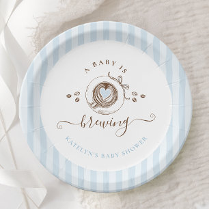 Baby Is Brewing Blau Gestreift Pappteller