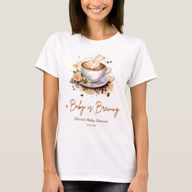 Baby is Brewing Brown Coffee Mom to Be Baby Shower T-Shirt (Vorderseite)