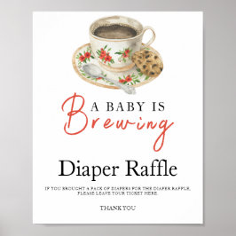 Baby is brewing coffee baby shower diaper raffle  poster
