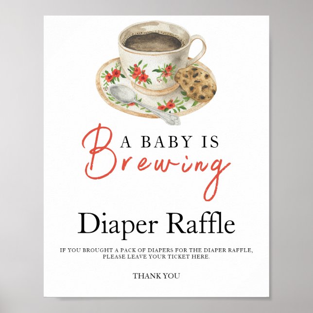 Baby is brewing coffee baby shower diaper raffle  poster (Vorne)