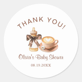 Baby Is Brewing Coffee Baby Shower Thank You Runder Aufkleber