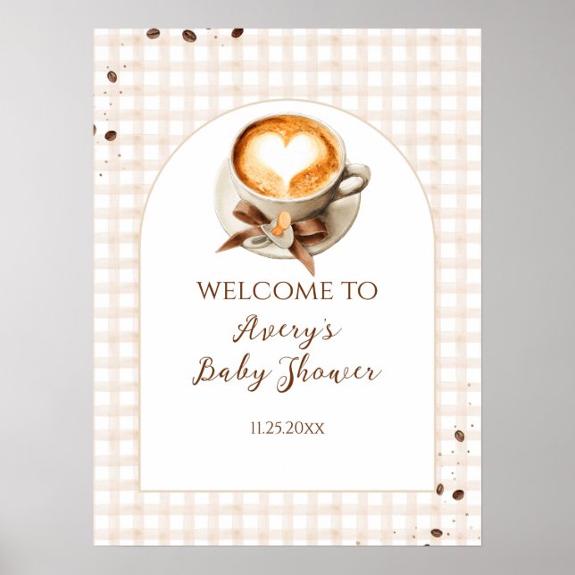 Baby is Brewing Coffee Bean Theme Baby Shower Poster (Vorne)