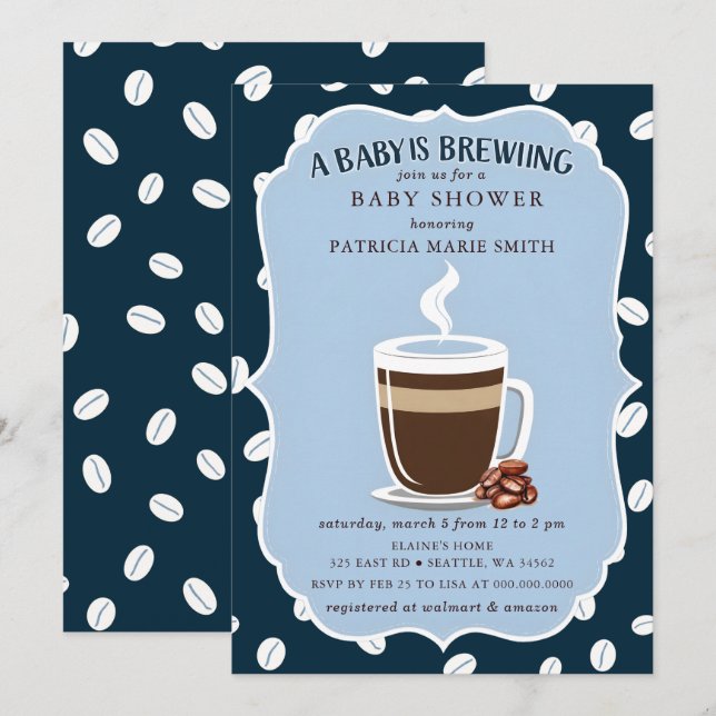 Baby is Brewing Coffee Gender Neutral Baby Shower Einladung (Vorne/Hinten)