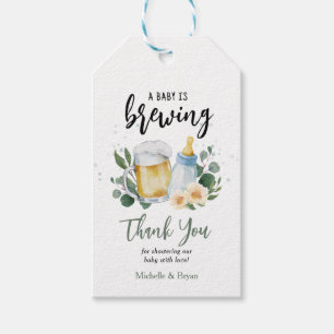 Baby Is Brewing Greenery Baby Shower Danke schön Geschenkanhänger