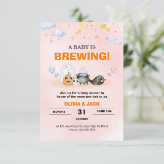 Baby is Brewing Halloween Baby Shower Einladung