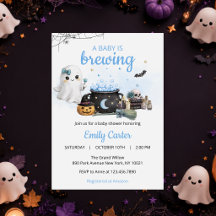 Baby Is Brewing Halloween Blau Baby Shower