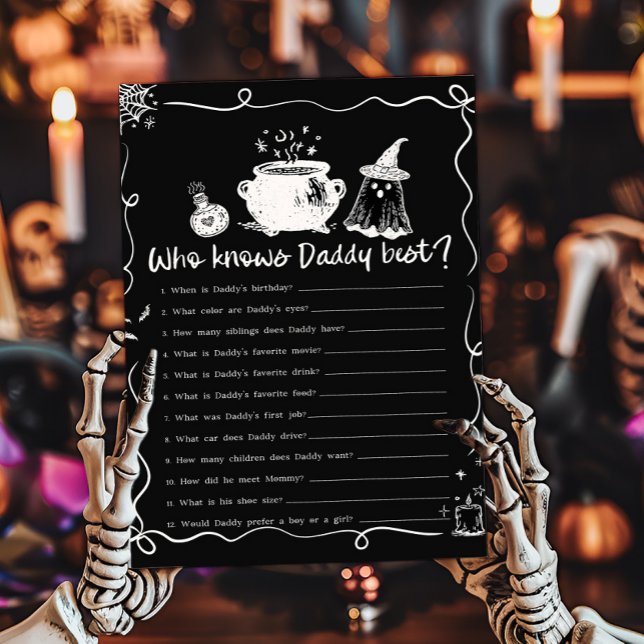 Baby is Brewing Halloween Wer kennt Daddy am beste (Hand Drawn A Baby is Brewing Baby Shower Who Knows Daddy Best Game)