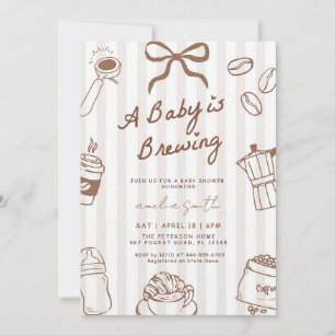 Baby is Brewing Hand Drawn Coffee Babyparty Einladung