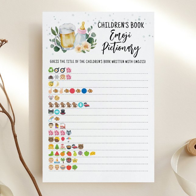 Baby Is Brewing Kinderbuch Emoji Pictionary (Greenery and Beer Baby Brewing Baby Shower Children's book Emoji Pictionary Game)