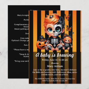 Baby is Brewing, Orange Halloween Baby Shower Einladung