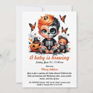 Baby is Brewing, Orange Halloween Baby Shower Einladung
