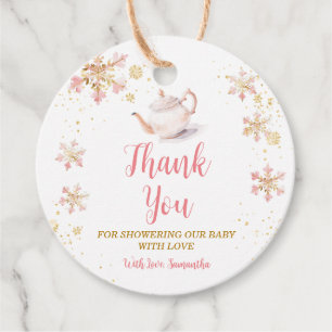 Baby Is Brewing Pink Winter Tea Party Baby Shower Geschenkanhänger