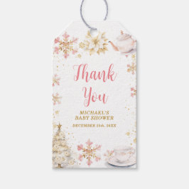 Baby Is Brewing Pink Winter Tea Party Baby Shower Geschenkanhänger