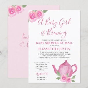 Baby is Brewing Rosa Teekanne Babyparty per Post Einladung