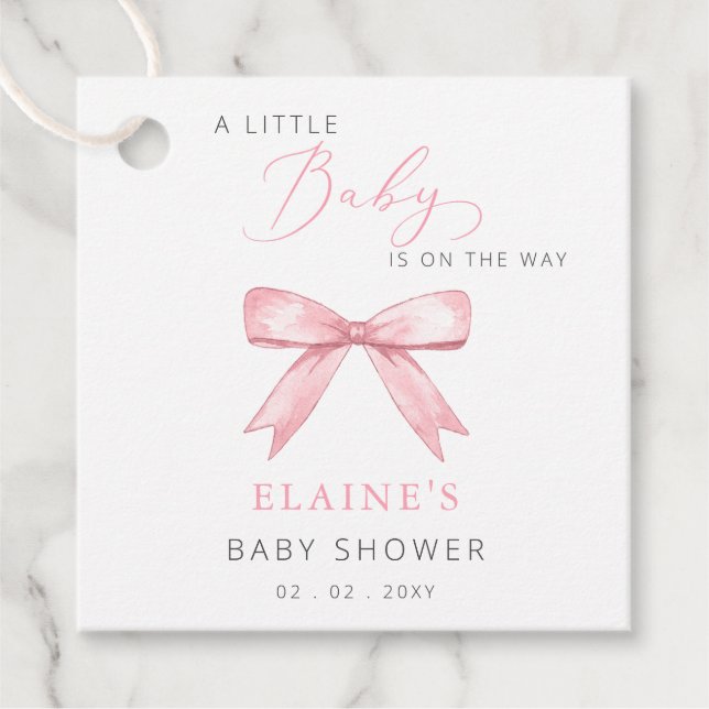 Baby ist auf der WAY Pink Bow Girl Babydusche Geschenkanhänger (Vorderseite)