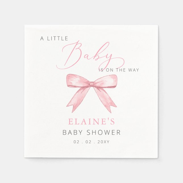 Baby ist auf der WAY Pink Bow Girl Babydusche Serviette (Vorderseite)