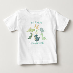 Baby ist da! Süßer personalisierter Dinosaurier T-shirt