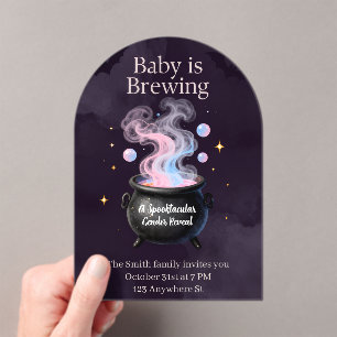 Baby ist im Anflug Hexenkessel Halloween Geschlech Acryleinladungen